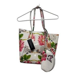 Vegan by Veevan Floral Butterfly Tote Bag Set NWT 3-Piece Vegan Leather Handbag